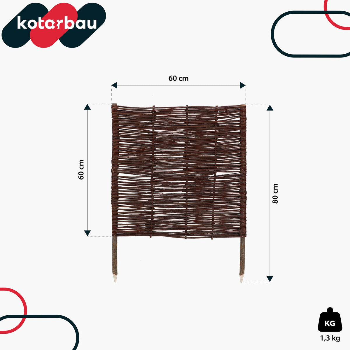 FENCE GARDEN PALISADE WICKER LAWN EDGING HAMMERED FENCE 60X60 CM Manufacturer Kotarbau