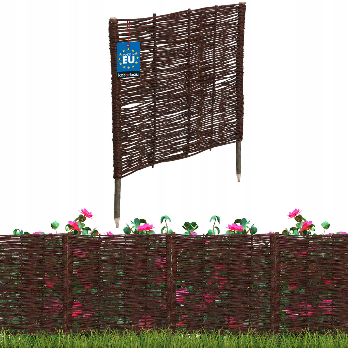 FENCE GARDEN PALISADE WICKER LAWN EDGING HAMMERED FENCE 60X60 CM