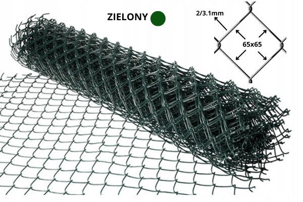 FENCE MESH 3,1mm 65mm 150cm green 10M PVC COATED 1,5m 6,5cm