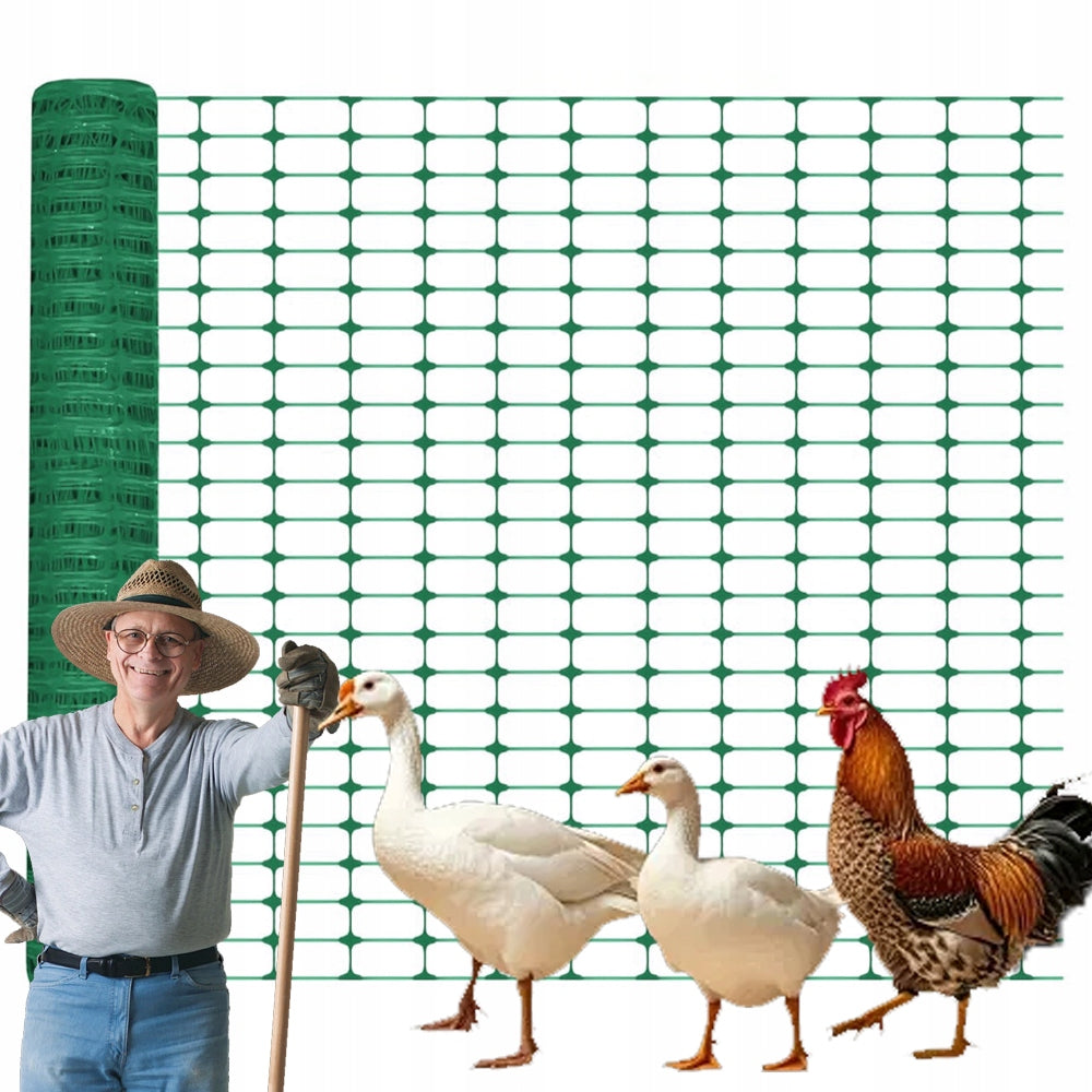 FENCE MESH FOR POULTRY CHICKENS PLASTIC GARDEN EYELETS GREEN 1x30m