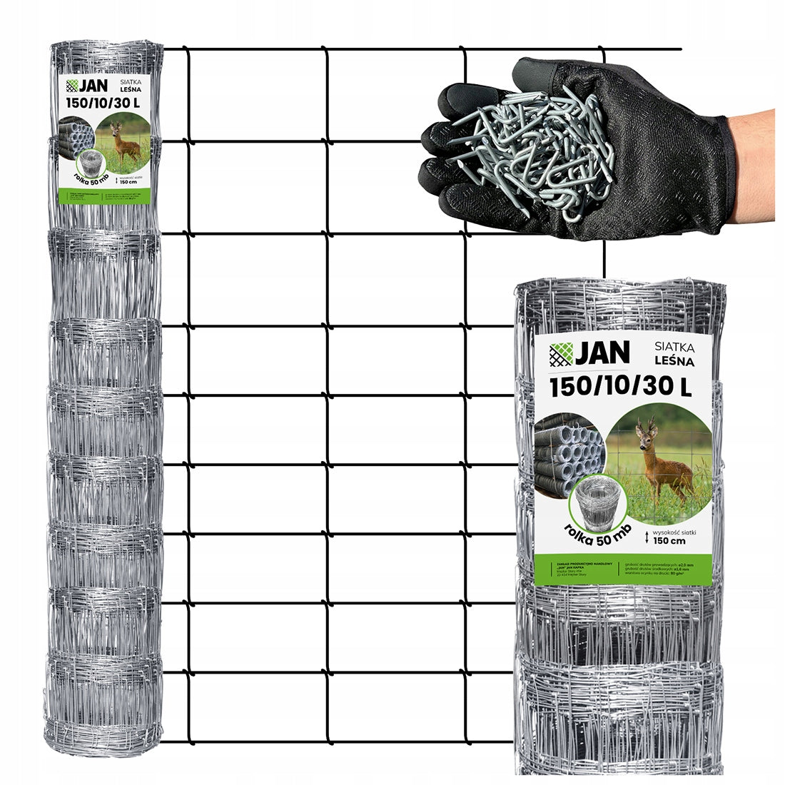FENCE MESH height 150cm forest 50MB 150/10/30 L fields orchards forests construction