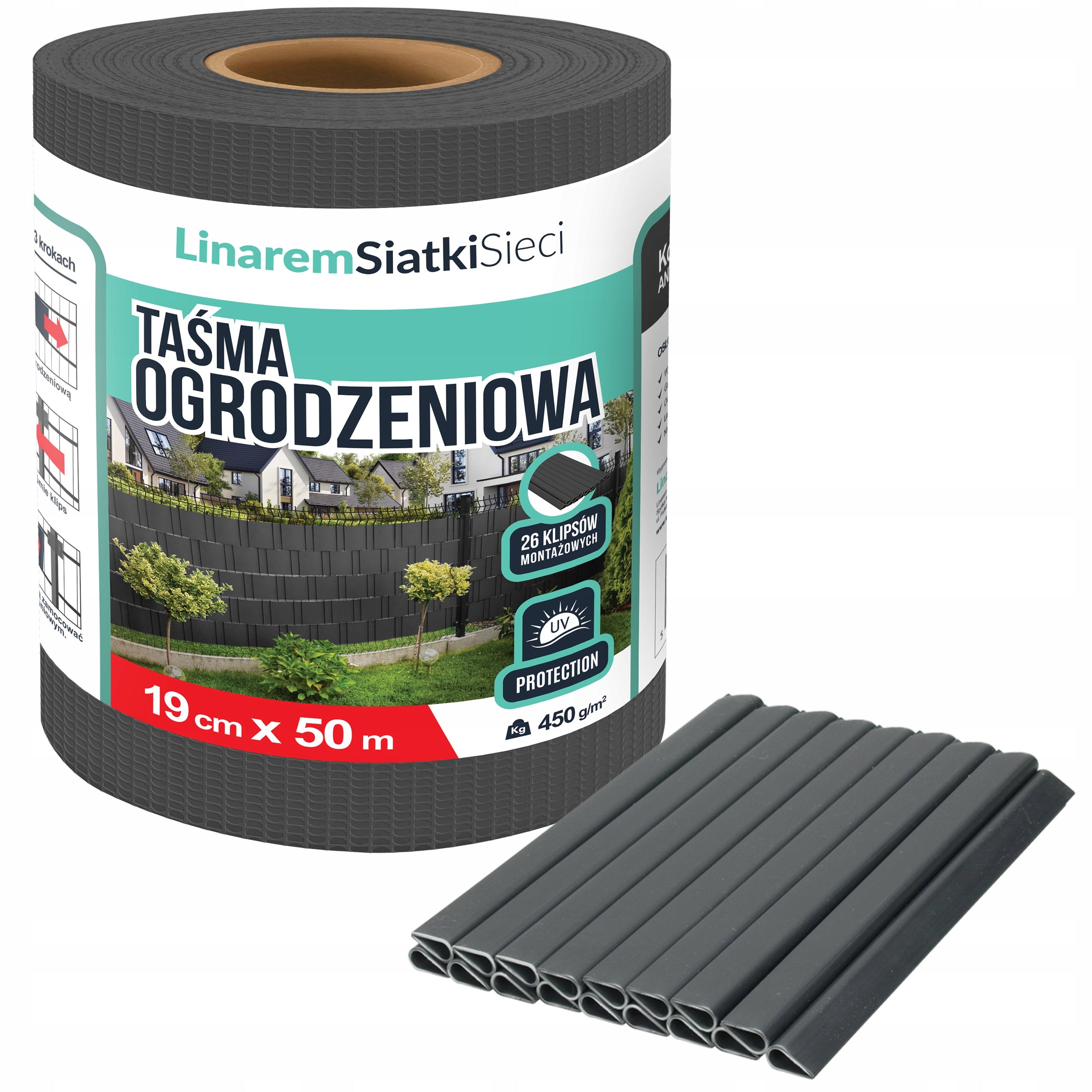 FENCE TAPE 19cmx50m +UV COVER FOR PANEL FENCES FENCE ANTHRACITE