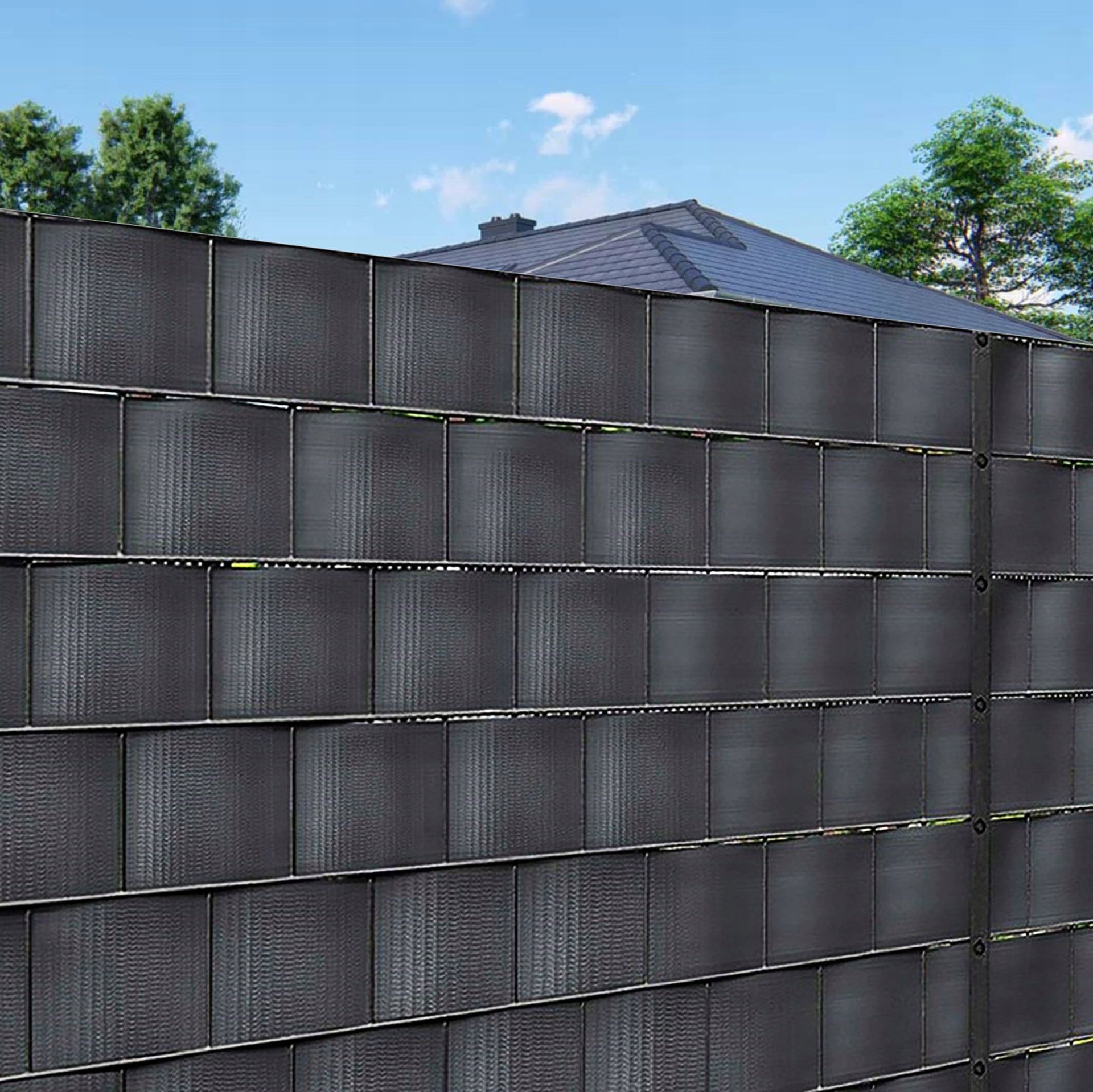 FENCE TAPE 19x35m ANTHRACITE COVER FOR PANEL FENCE + CLIPS Packaging status original