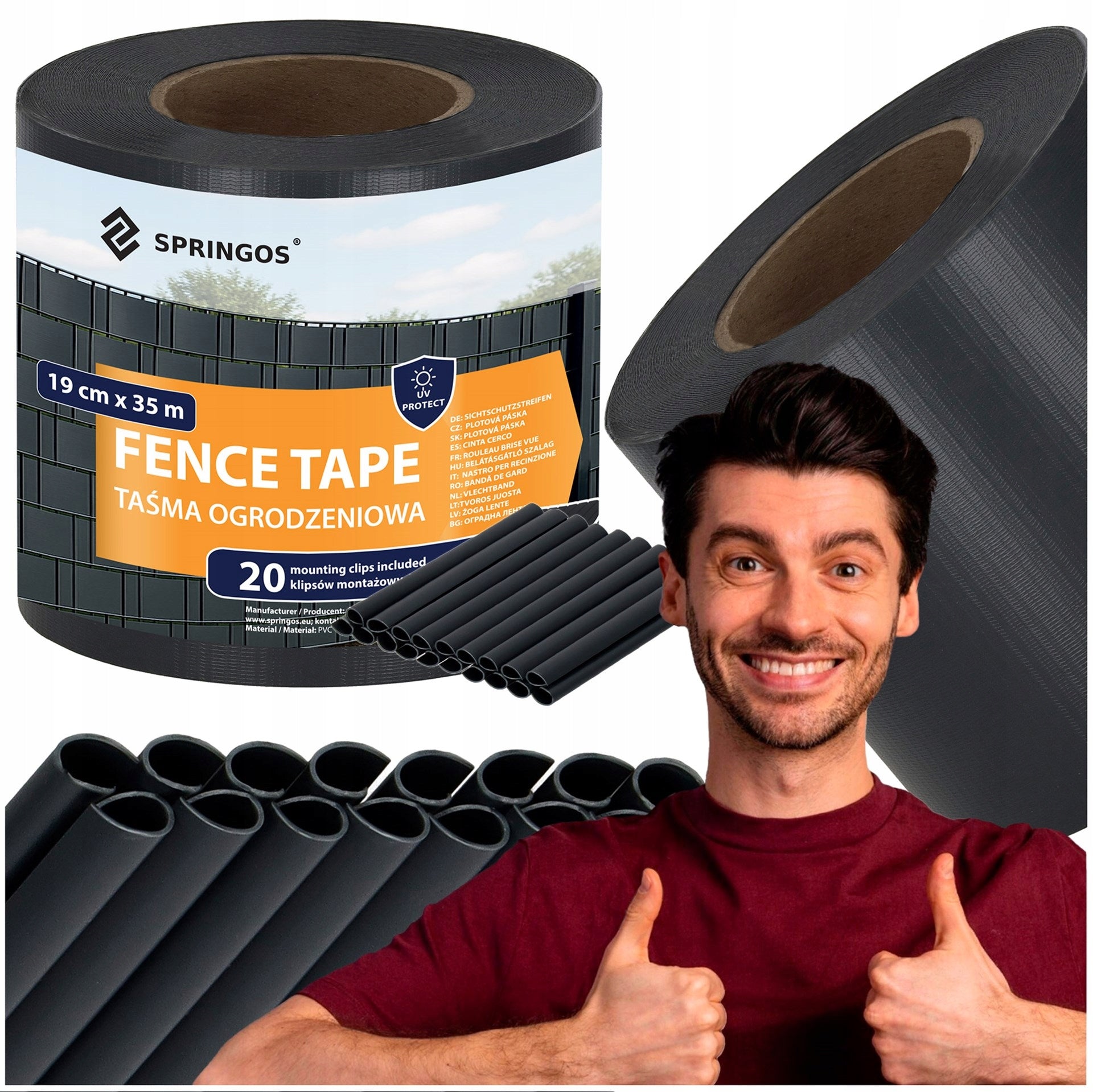 FENCE TAPE 19x35m ANTHRACITE COVER FOR PANEL FENCE + CLIPS