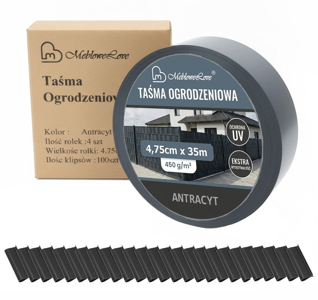 FENCE TAPE ANTHRACITE 4,75x35 FENCE COVER+UV 25 CLIP GRAPHITE