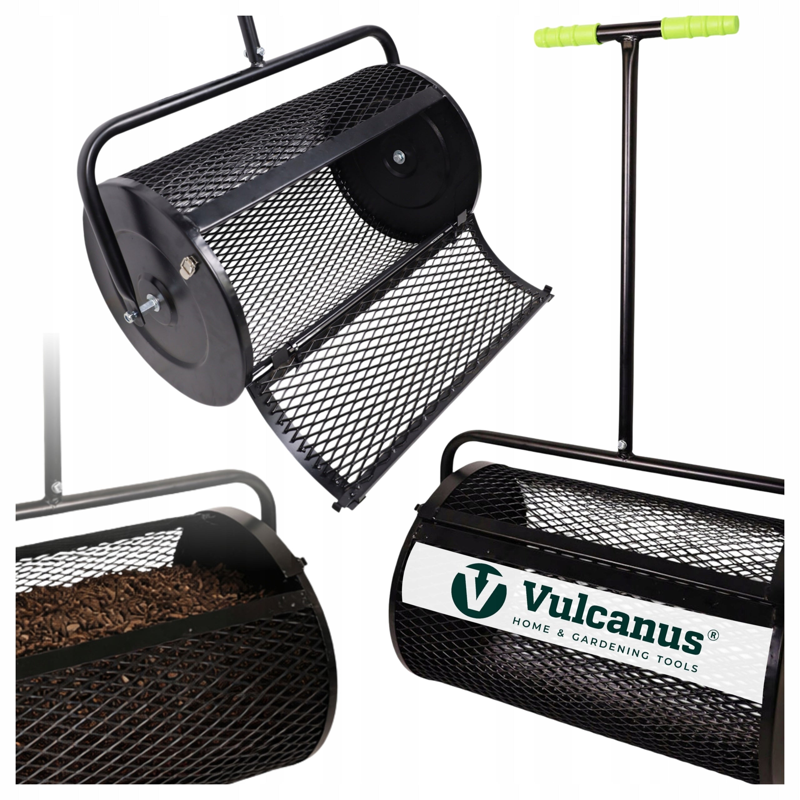 FERTILIZER COMPOST SPREADER PEAT SPREADER MESH GARDEN ROLLER SHAFT Brand Vulcanus