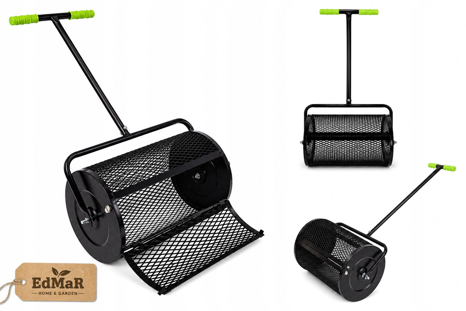FERTILIZER COMPOST SPREADER PEAT SPREADER SHAFT MESH ROLLER FOR SOIL 75L