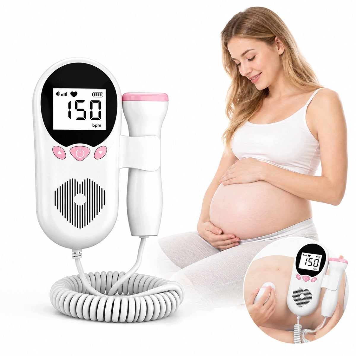 FETAL HEART RATE DETECTOR DOPPLER MONITOR LCD NEW