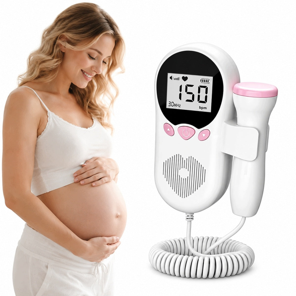 FETAL HEART RATE DETECTOR DOPPLER WITH LCD DISPLAY AND SPEAKER