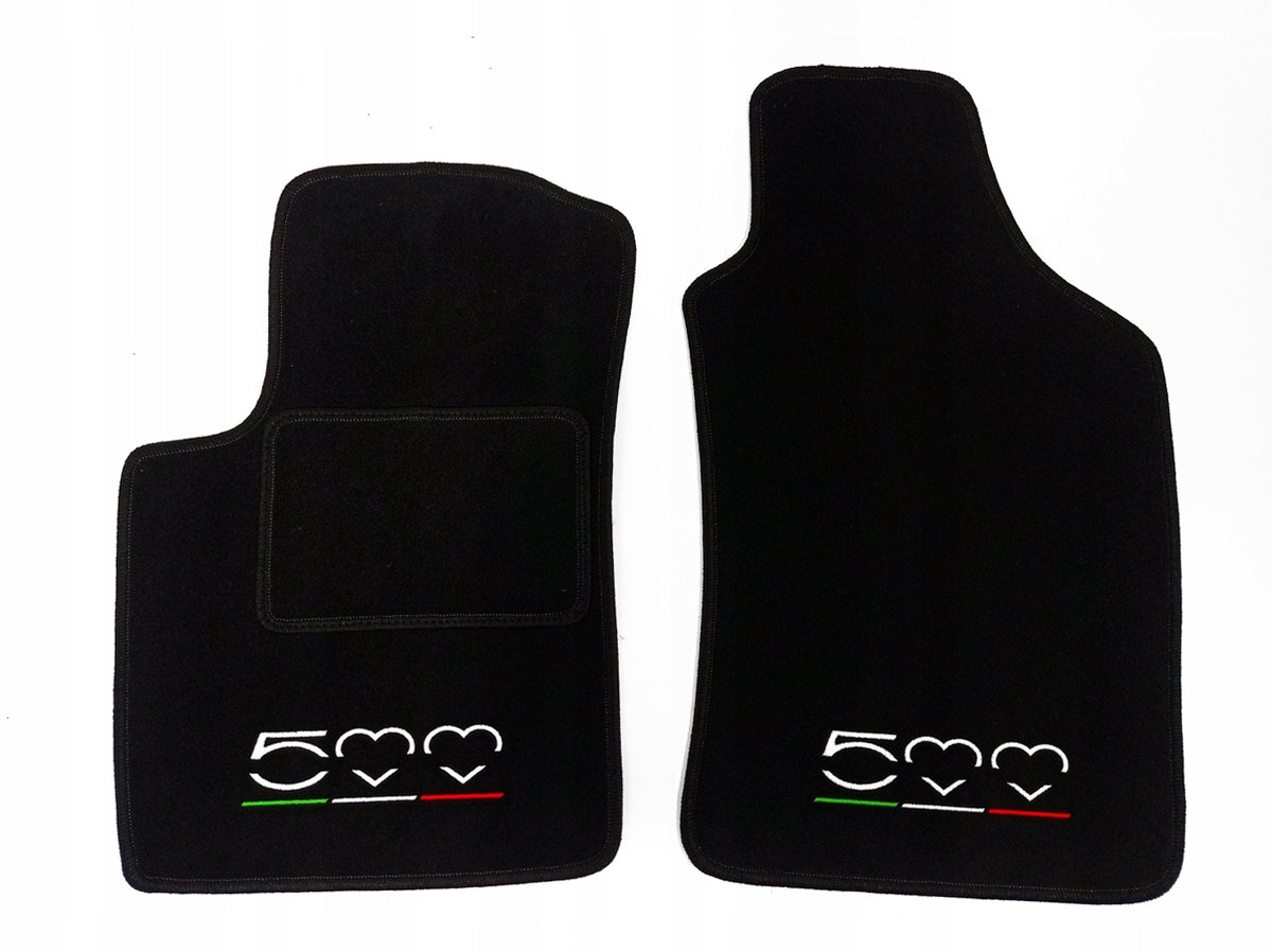 FIAT 500 VELOUR RUGS (2007-...) FRONT + EMBROIDERY