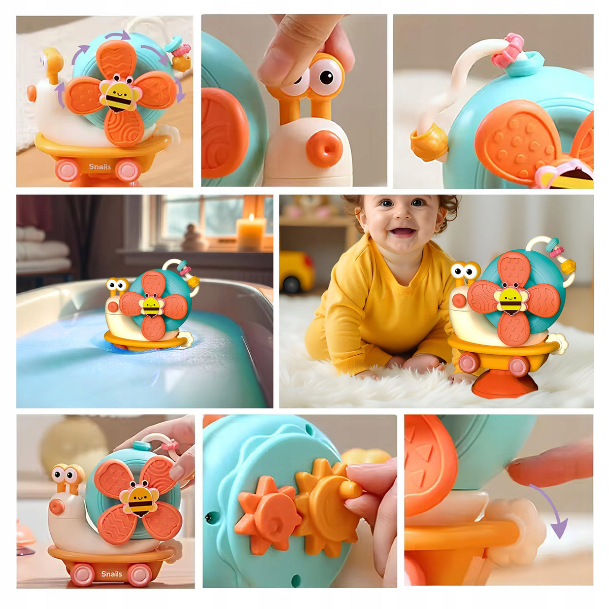 FIDGET SPINNER WITH SUCTION CUP AUGER RIDING SENSORY FOR BATH WINDMILL Packaging status original