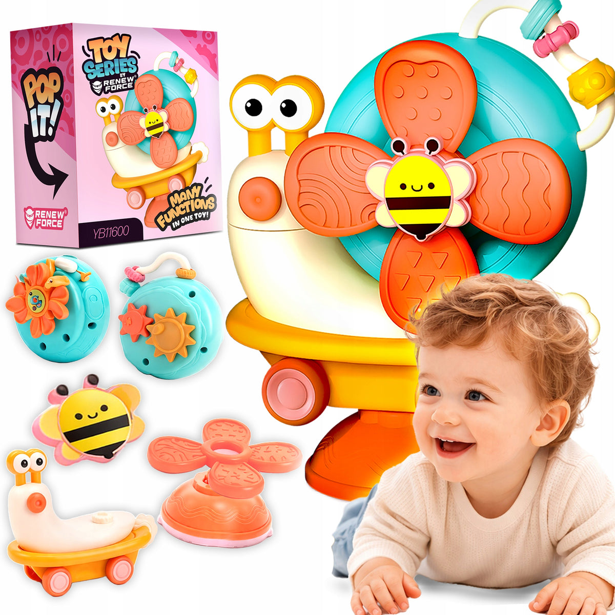 FIDGET SPINNER WITH SUCTION CUP AUGER RIDING SENSORY FOR BATH WINDMILL