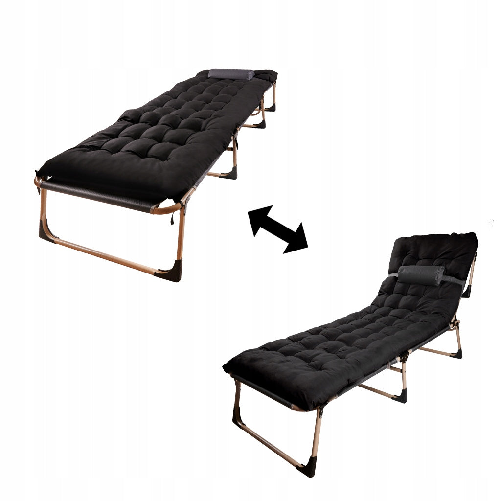 FIELD TOURIST BED WITH MATTRESS FOLDING LOUNGER ADJUSTABLE WITH HEADREST Model Zero Gravity Max Comfort