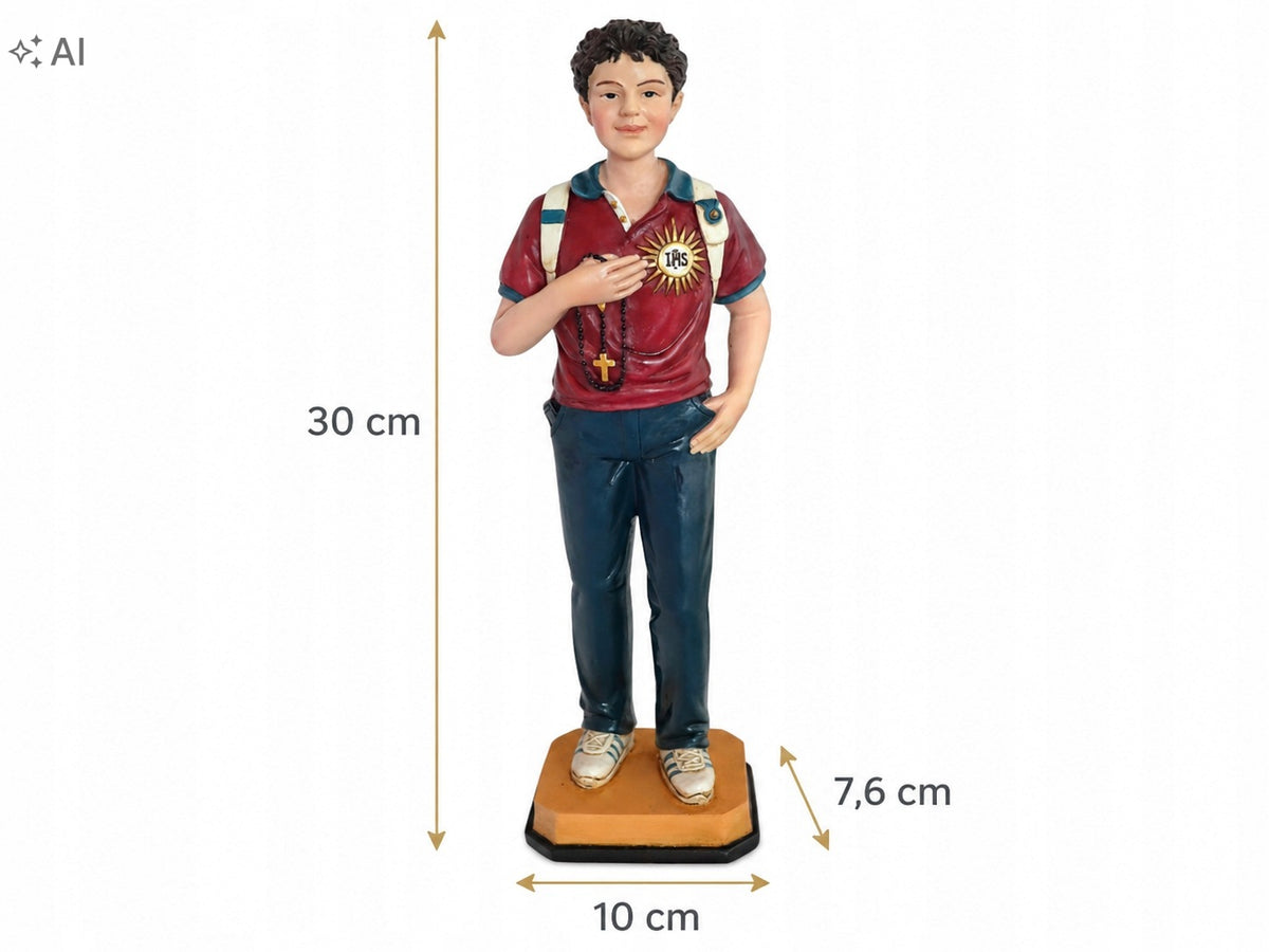 FIGURE ST. CARLO ACUTIS 30 CM RESIN MASS RELIGIOUS FIGURINE GIFT Packaging status original