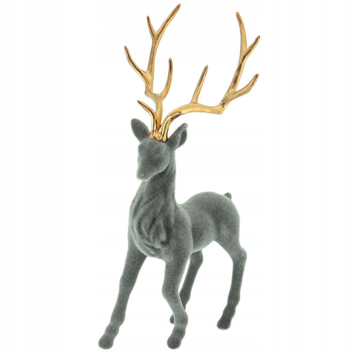 FIGURINE DEER REINDEER FLOCKED DECORATION REED DECORATION GREY LARGE 32CM Brand no brand