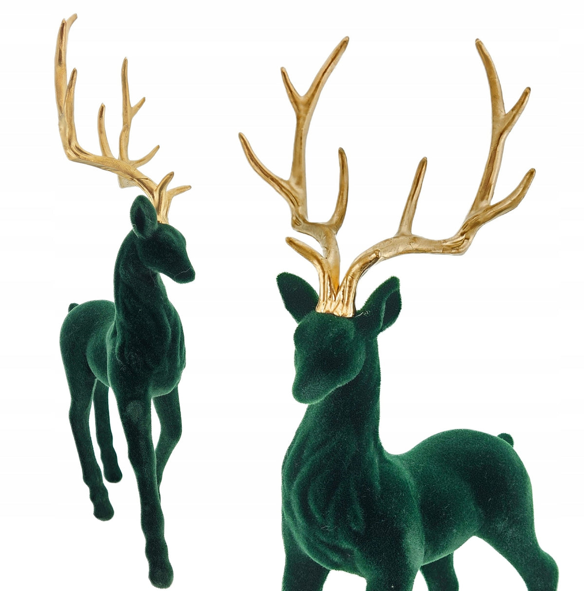 FIGURINE DEER REINDEER FLOCKED DECORATION WREATH REED DECORATION LARGE 32CM
