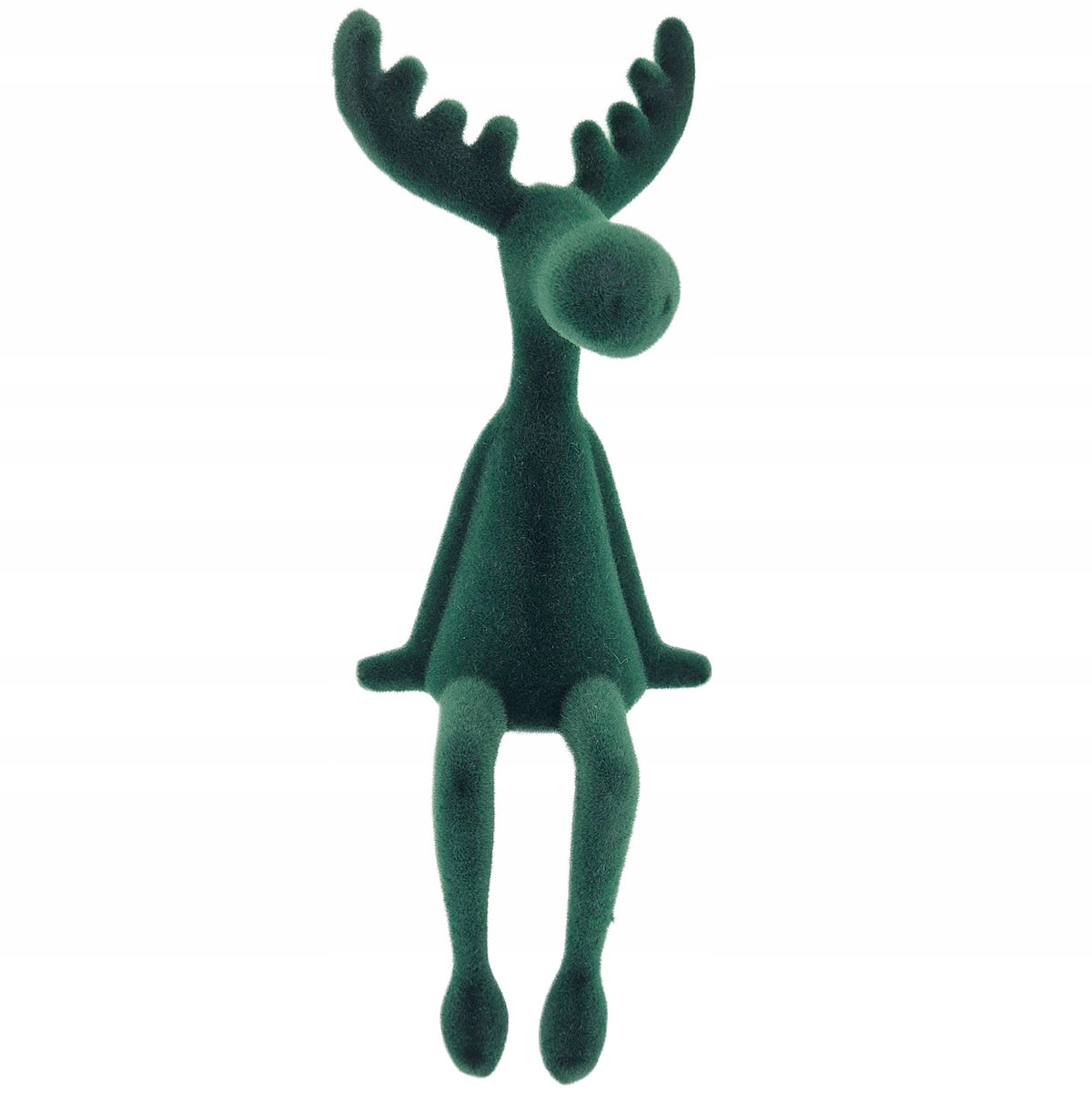 FIGURINE DEER REINDEER SITTING FLOCKED GREEN DECORATION 25CM Manufacturer code TG83729-9