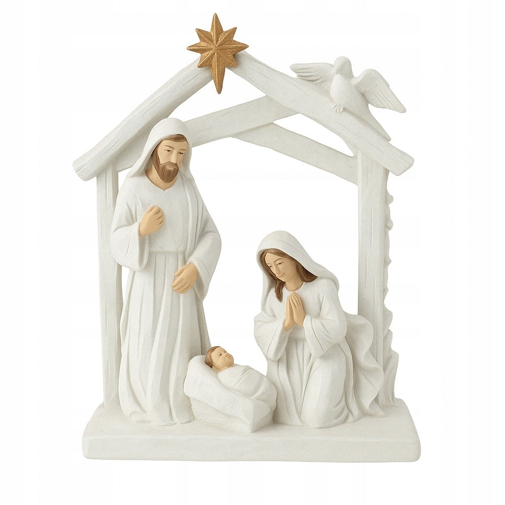 FIGURINE NATIVITY SCENE WHITE AND GOLD Dimensions: 32 cm