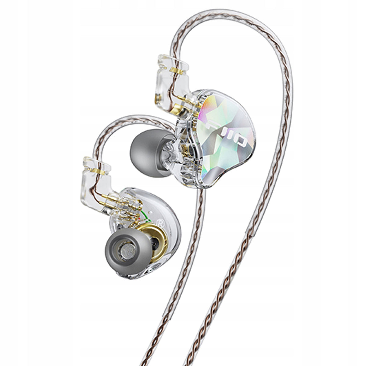 FIIO JD10 IN-EAR HEADPHONES WITH MICROPHONE MONITORS IEM HIRES TRANSPARENT