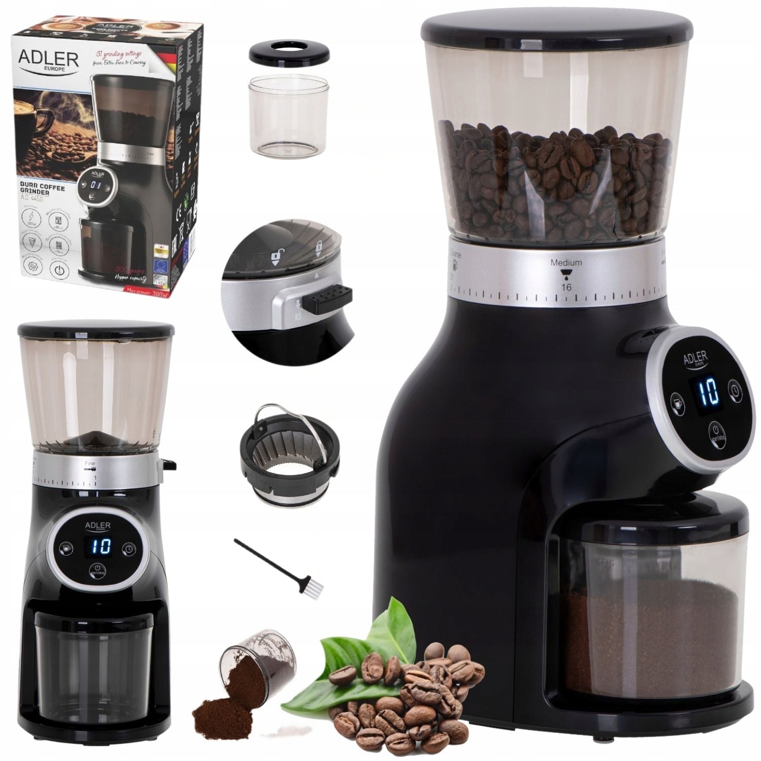 FILAMENT COFFEE GRINDER Vending Machine 300W ELECTRIC STEEL 31 SETTINGS Timer