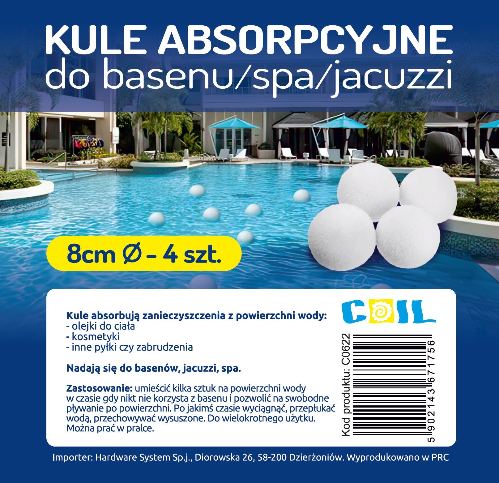 FILTER BALLS FOR SPA POOL JACUZZI ABSORPTION BALLS 8CM 4 PIECES COIL EAN (GTIN) 5902143671756