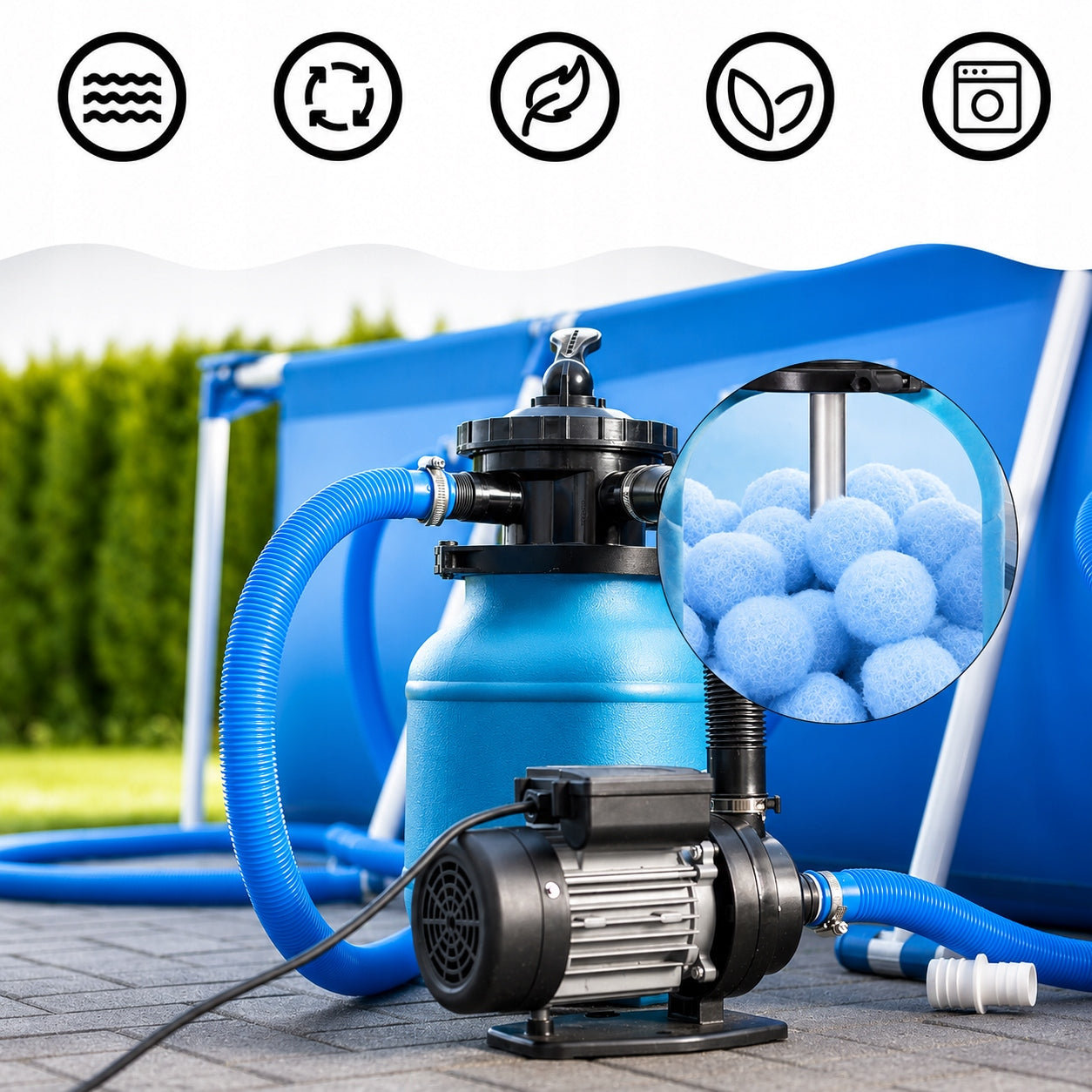 FILTER BALLS FOR SWIMMING POOL FILTERING SAND PUMPS WITH SILVER IONS 700G Packaging status original