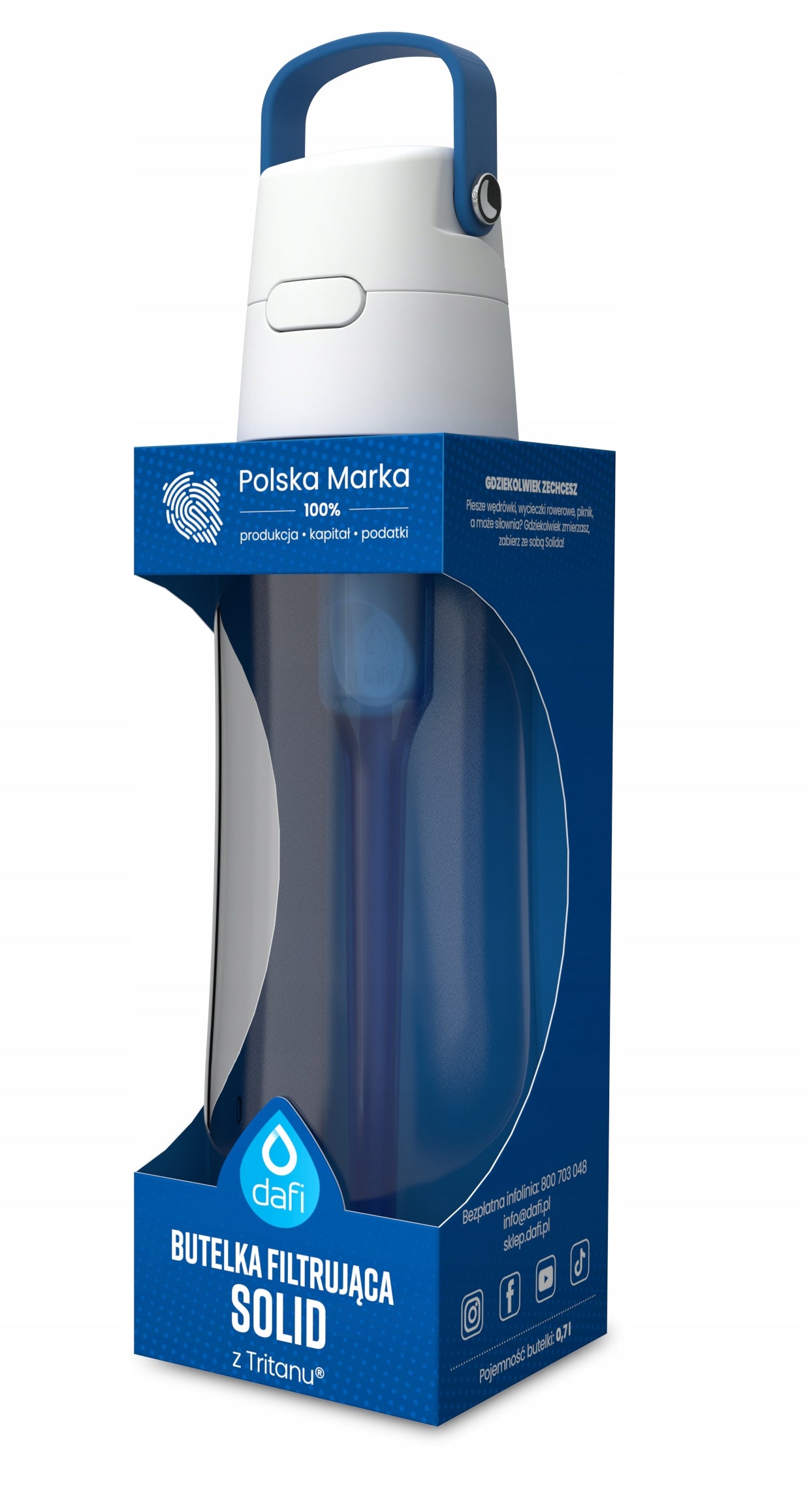 FILTER BOTTLE DAFI SOLID 0,7 L BLUE SAPPHIRE TRITAN Manufacturer code D.BUT.FIL.SOLID.0.7.JEANS.P