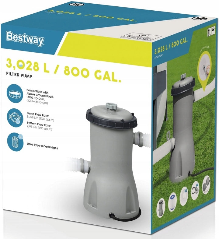 FILTER PUMP FOR SWIMMING POOL 3028 l/h BESTWAY 58386 + FILTER Packaging status original