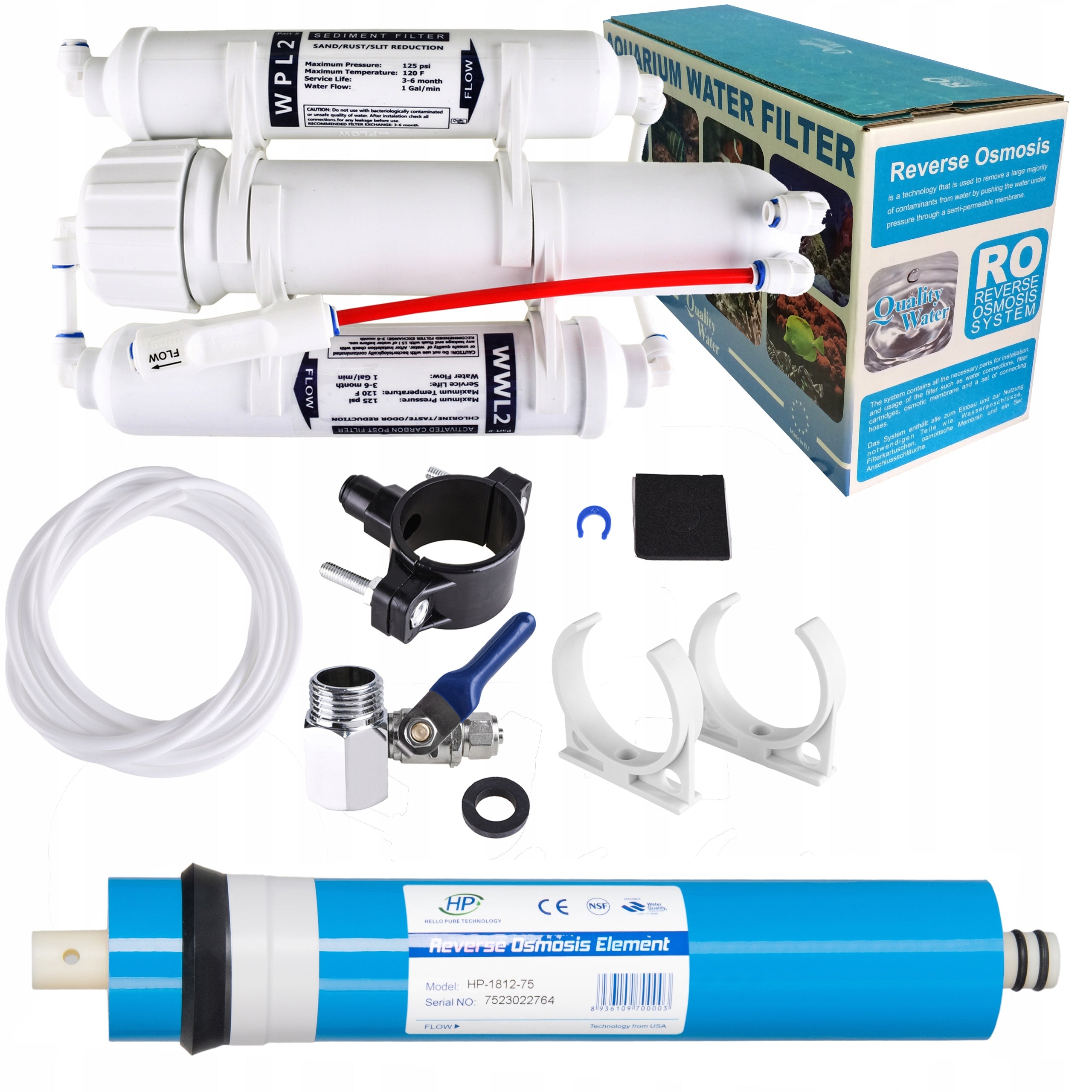 FILTER RO3 AQUARIUM OSMOSIS 75 GPD RO 3 SET