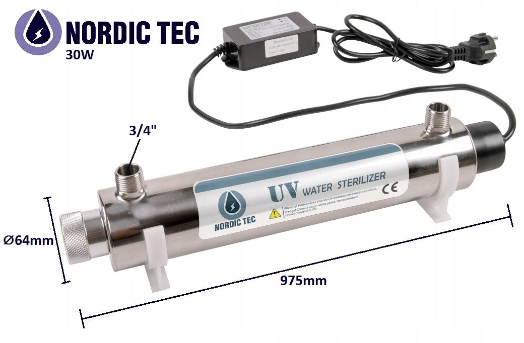 FILTER UV STERILIZER lamp Nordic Tec PHILIPS 30W UV for water PZH certificate Model UV-30W