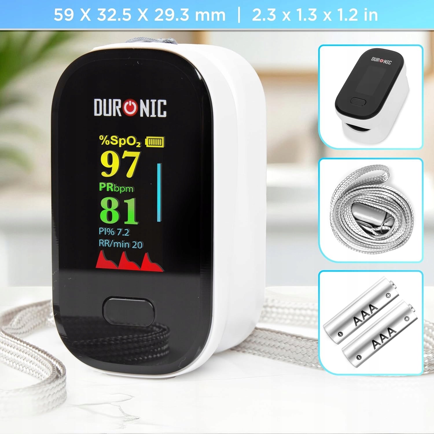 FINGER PULSE OXIMETER FOR CHILDREN AND ADULTS WITH LED DISPLAY Manufacturer code 3606236021597