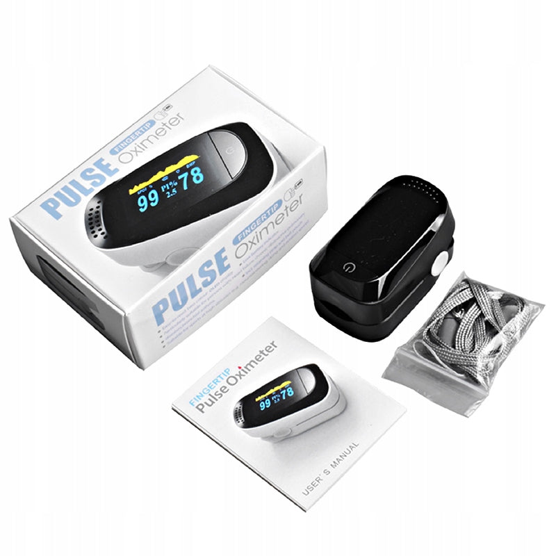 FINGER PULSE OXIMETER HEART RATE MONITOR OLED SATURATION HEART RATE INSTRUCTION IN TONGUE POL Color black