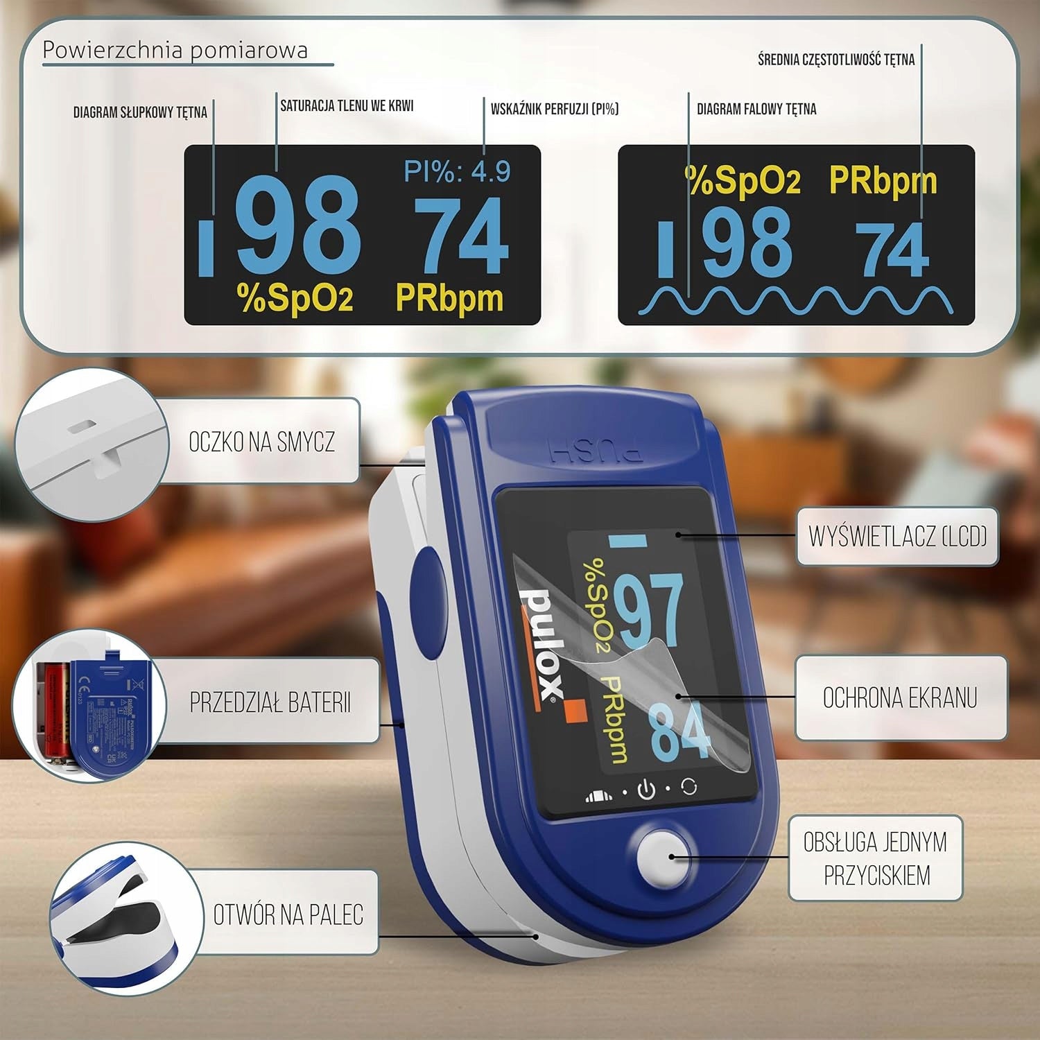 FINGER PULSE OXIMETER SpO2 MONITOR PULOX PO-200 + CASE Medical device no