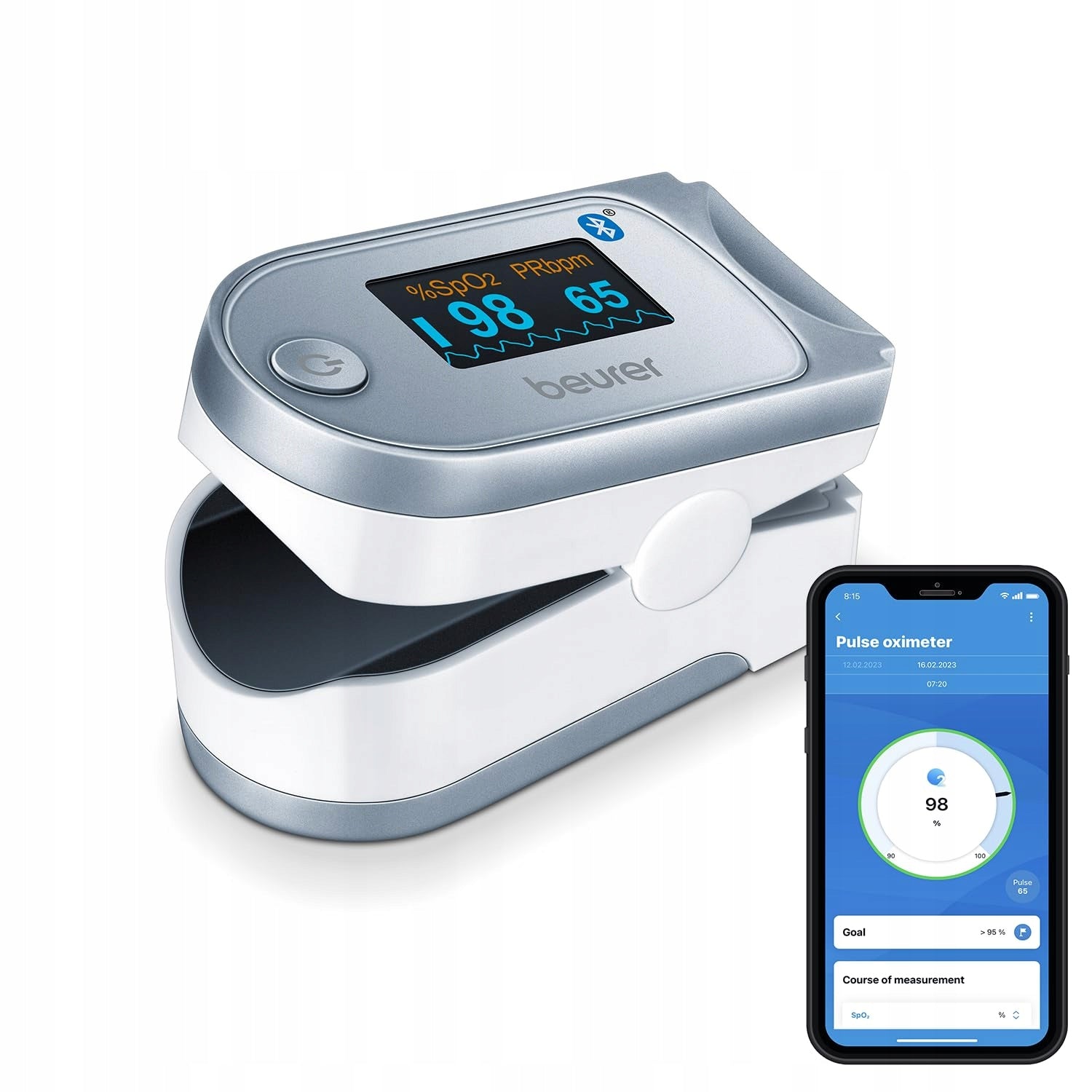FINGER PULSE OXIMETER WITH BLUETOOTH AND LED DISPLAY FOR SPO2 MEASUREMENT
