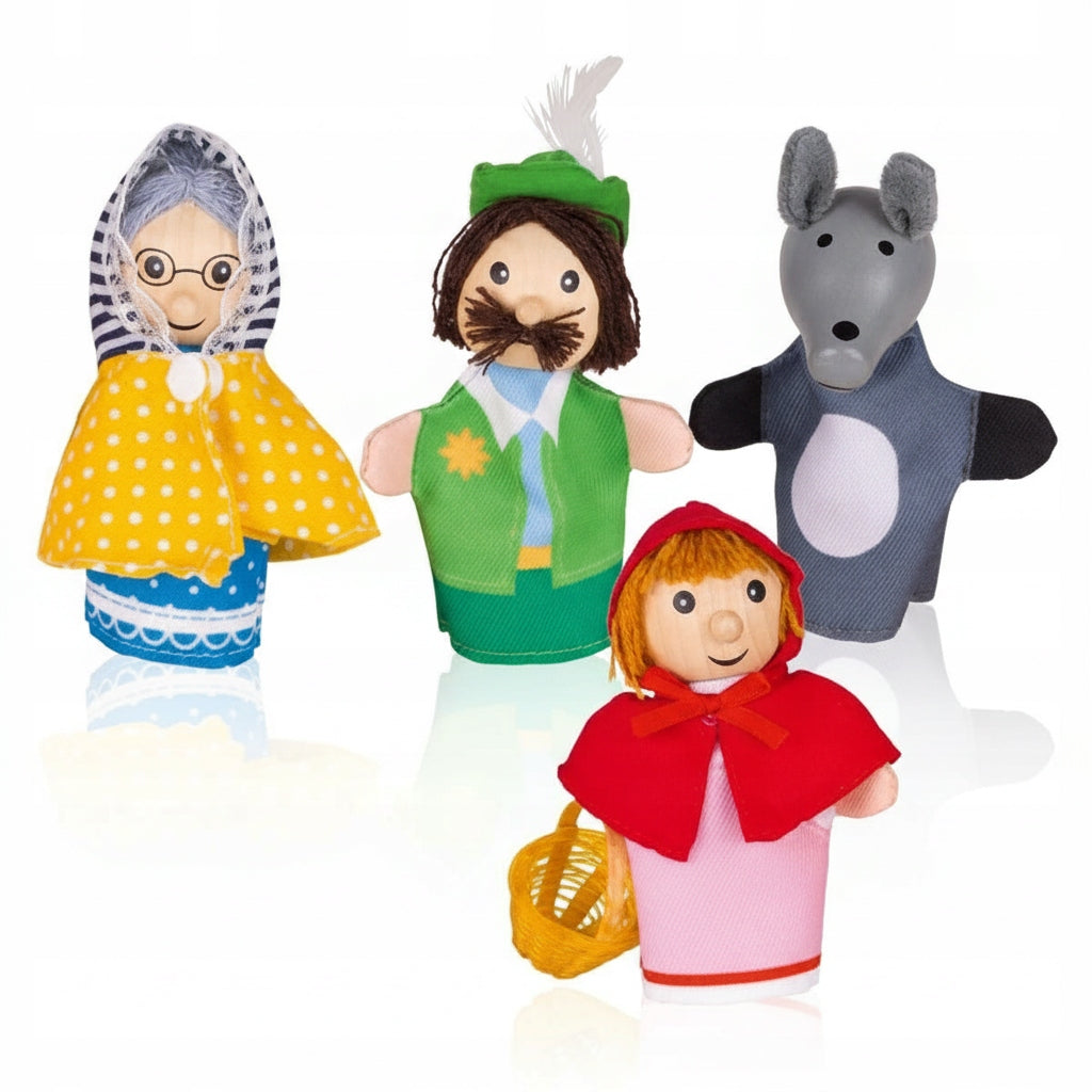 FINGER PUPPETS RED CAP, SET OF 4 PUPPETS DOLLS FOR THEATER 3+