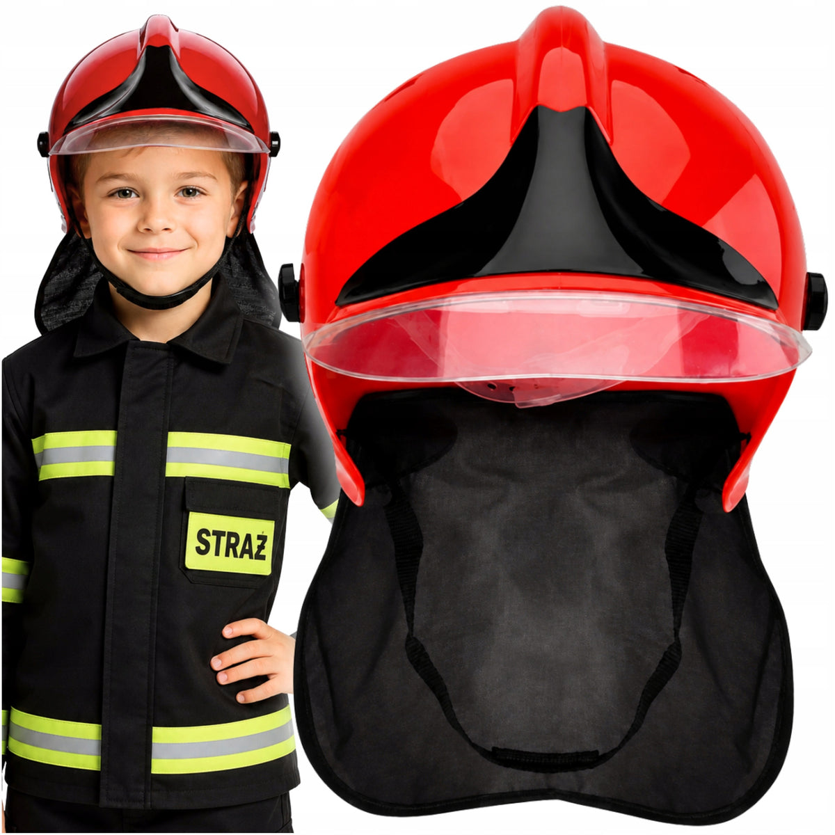 FIRE HELMET FOR CHILDREN HELMET RED VISOR MDP DISGUISE FIRE BRIGADE