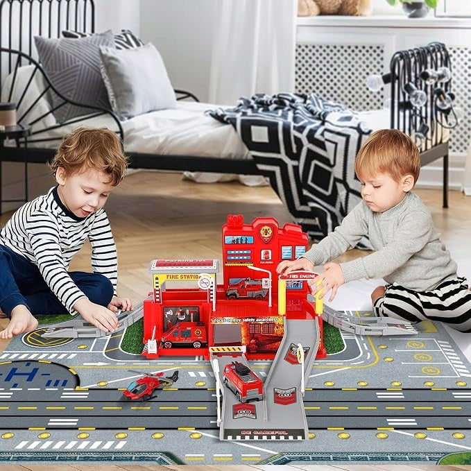 FIRE STATION TOY SET GIFT FIRE TRUCK FIREFIGHTER 16x Packaging status original