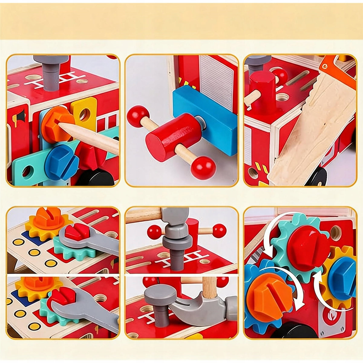 FIRE TRUCK DIY TOOL KIT MOVABLE THREADED HOLES FOR TWISTING Manufacturer code WÓZ STRAŻACKI DO ROZKRĘCANIA
