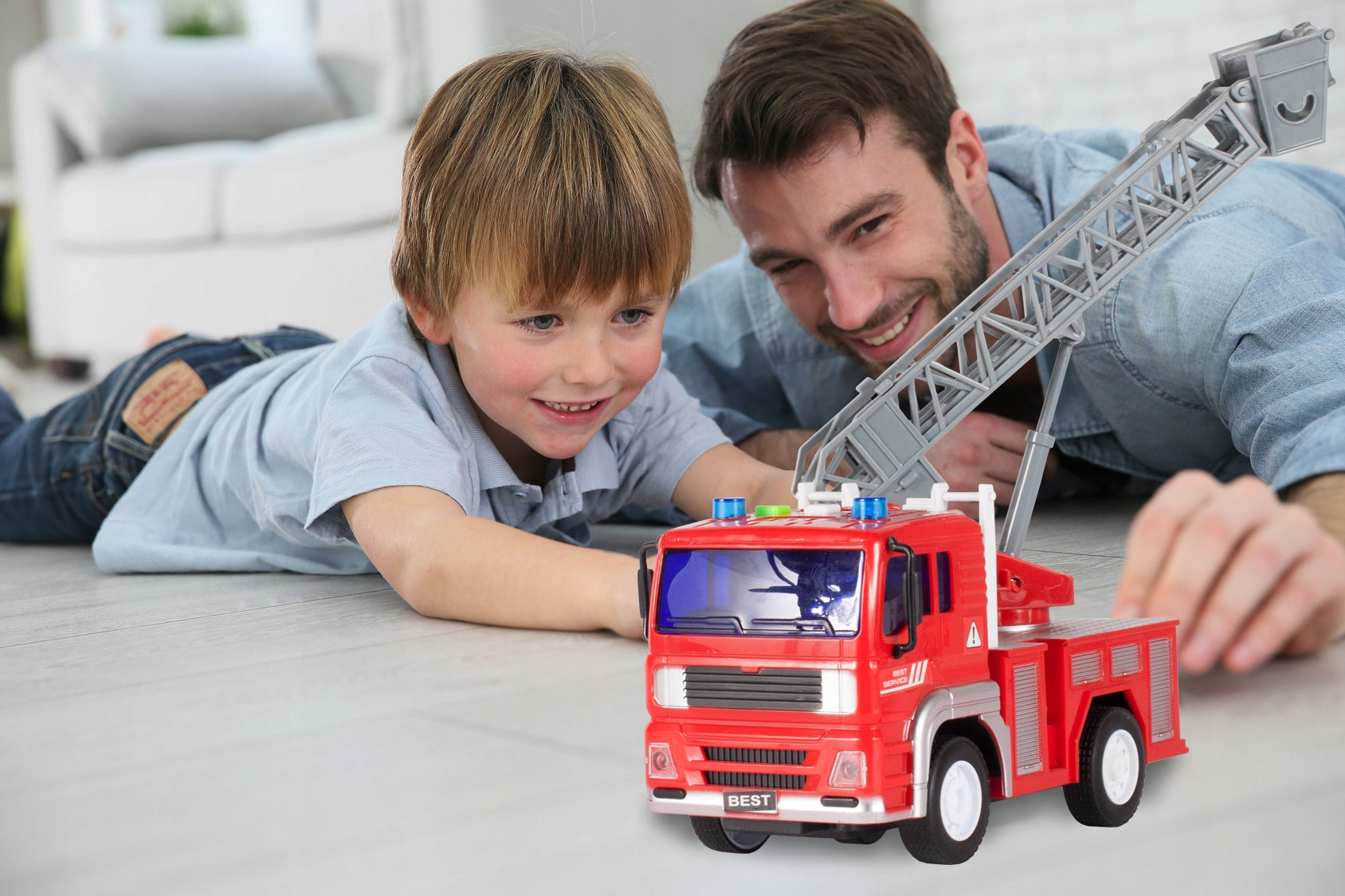 FIRE TRUCK FIRE BRIGADE LIGHT SOUND 1:20 CAR FOR CHILDREN Brand MalPlay