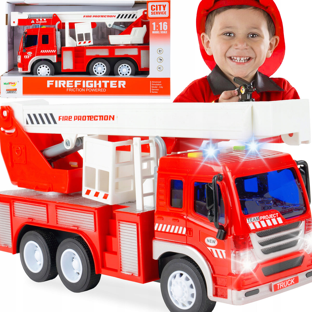 FIRE TRUCK TOY FOR CHILDREN FIRE BRIGADE EFFECT LIGHT SOUND LADDER