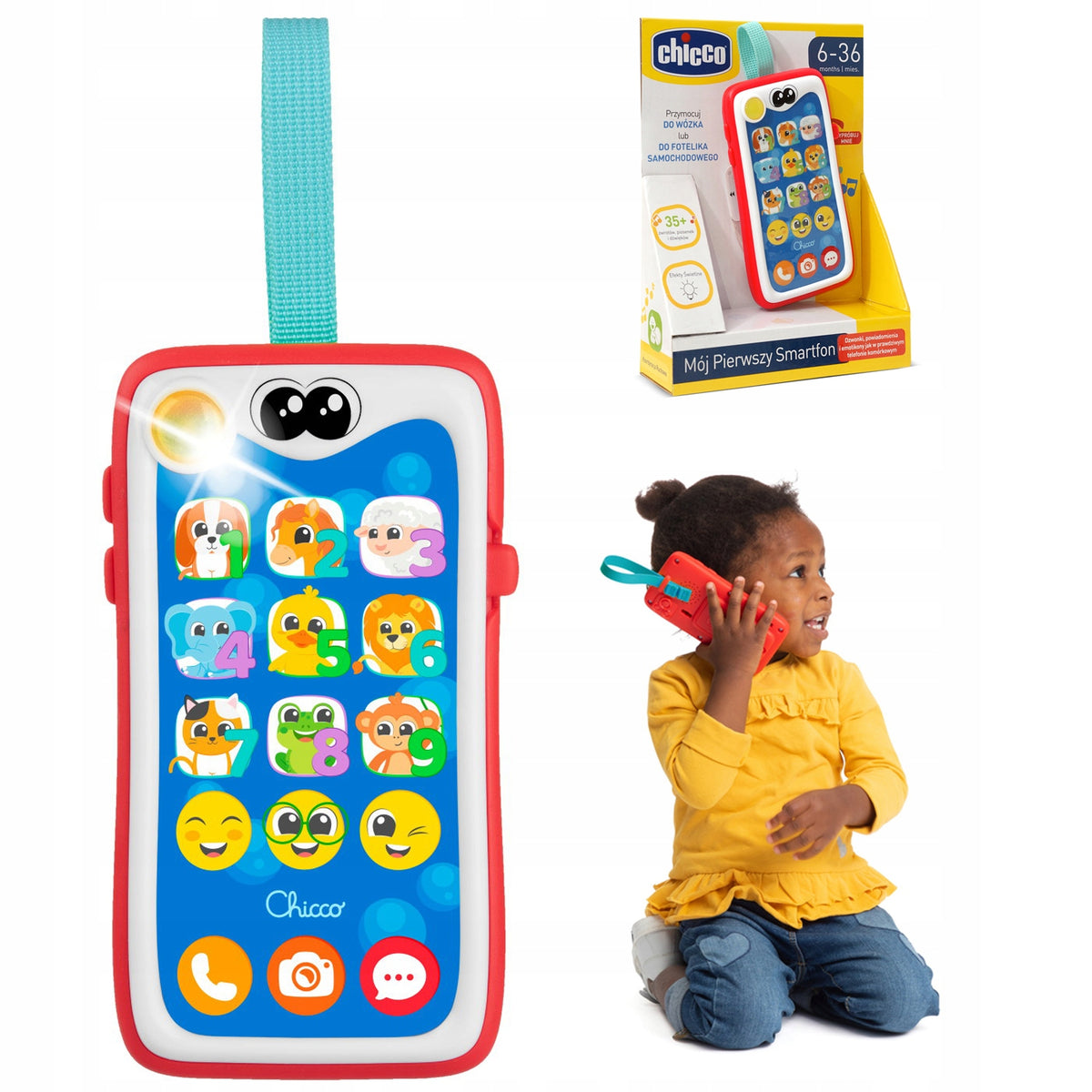 FIRST PHONE SMARTPHONE TOY COLORFUL Polish ENGLISH FOR LEARNING CHICCO