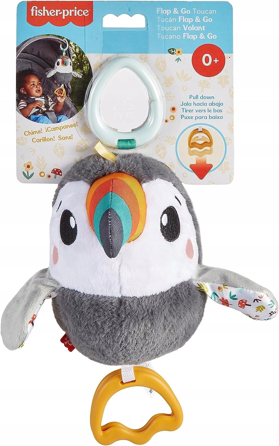 FISHER PRICE FLUTTERING TOUCAN sensory pendant for baby +0m Packaging status original