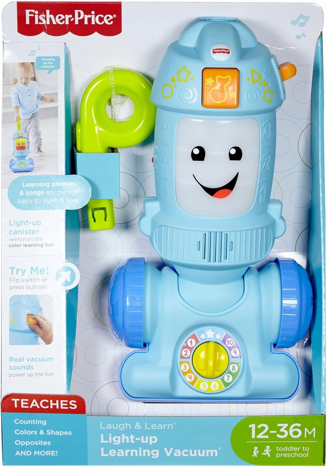 FISHER PRICE VACUUM CLEANER INTERACTIVE EDUCATIONAL TOY 12M+ ANG