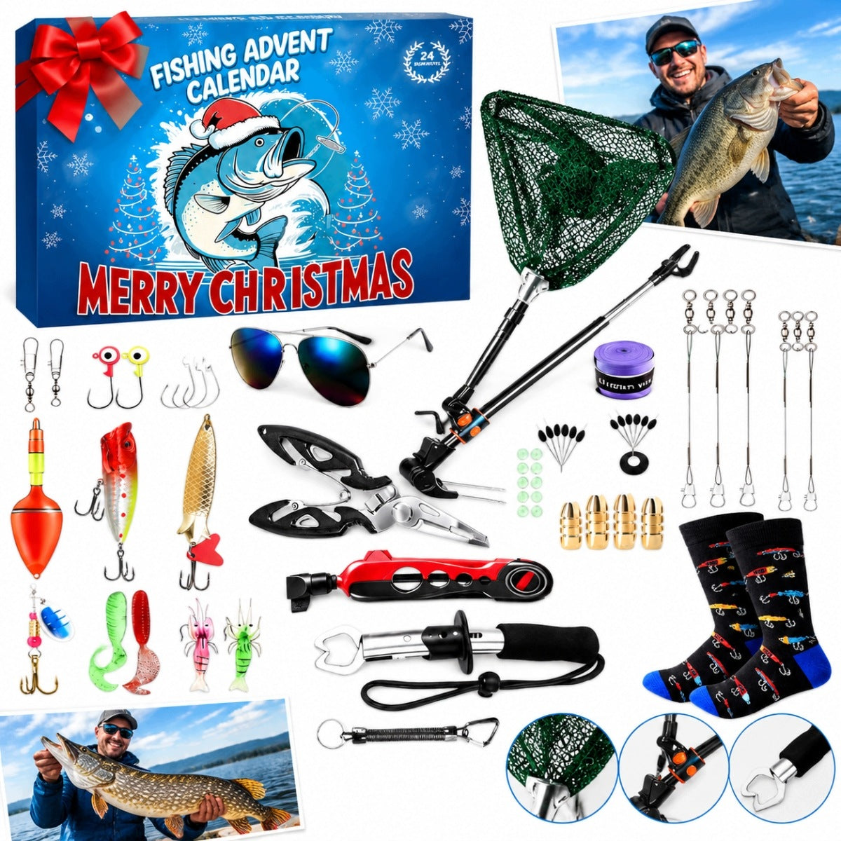 FISHING ADVENT CALENDAR 24 PARTS HOOK PULLER GIFT FATHER