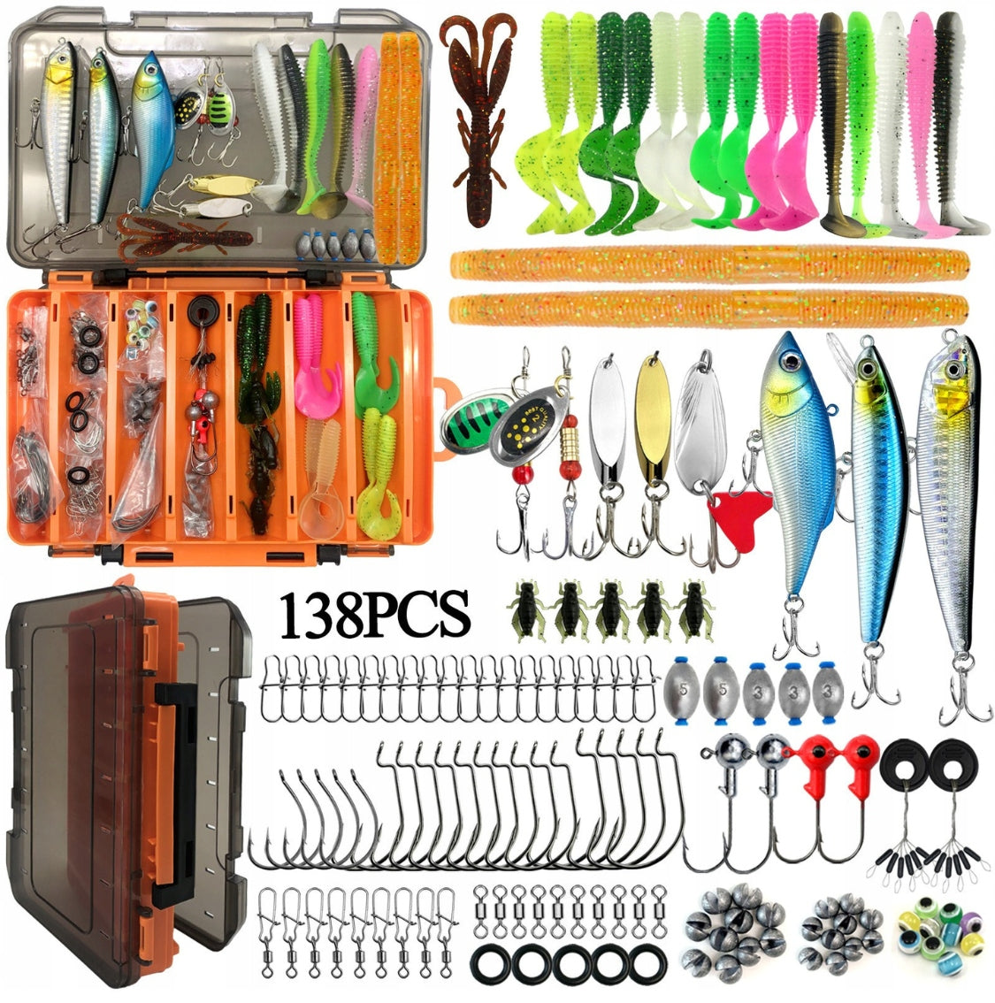 FISHING BOX SET OF FISH LURES HOOK SPINNING FLOAT AKCESORIA
