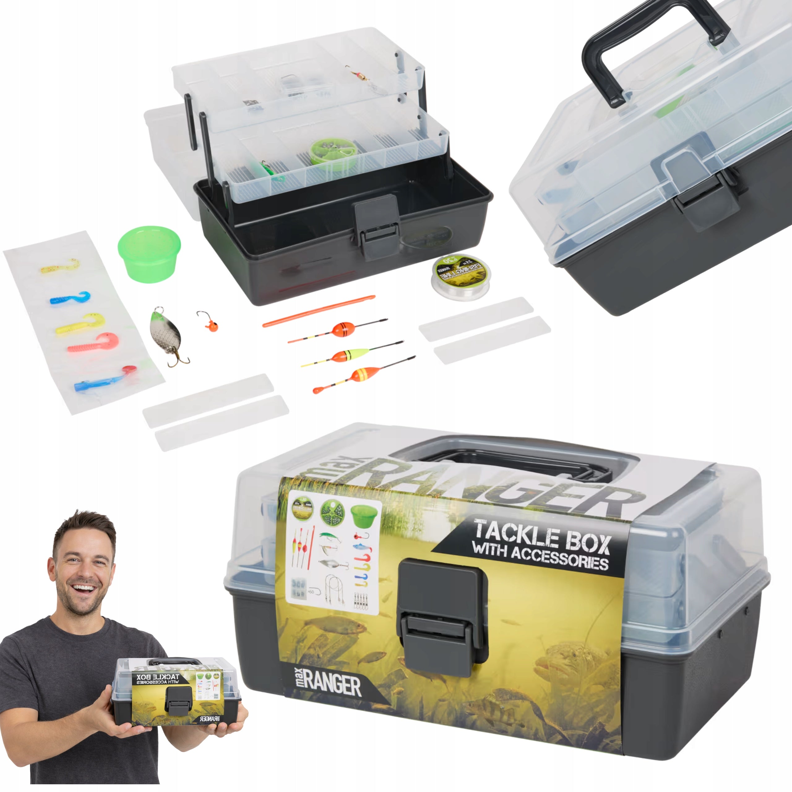 FISHING BOX WITH ACCESSORIES FISHING KIT FLOATS LINE