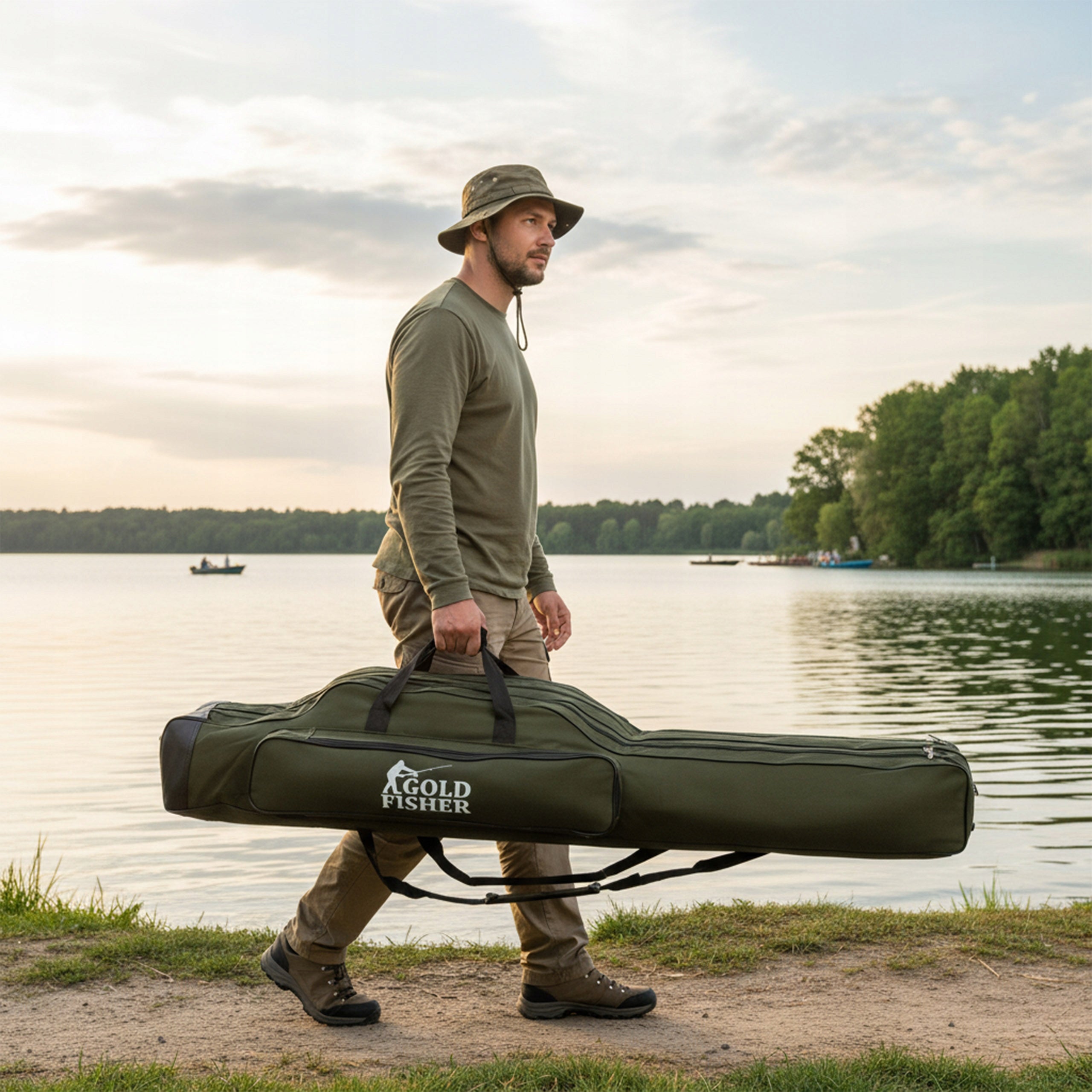 FISHING COVER FISHING ROD BAG 3 CHAMBERS REINFORCED SOLID SEAMS 160 cm EAN (GTIN) 5902340317242