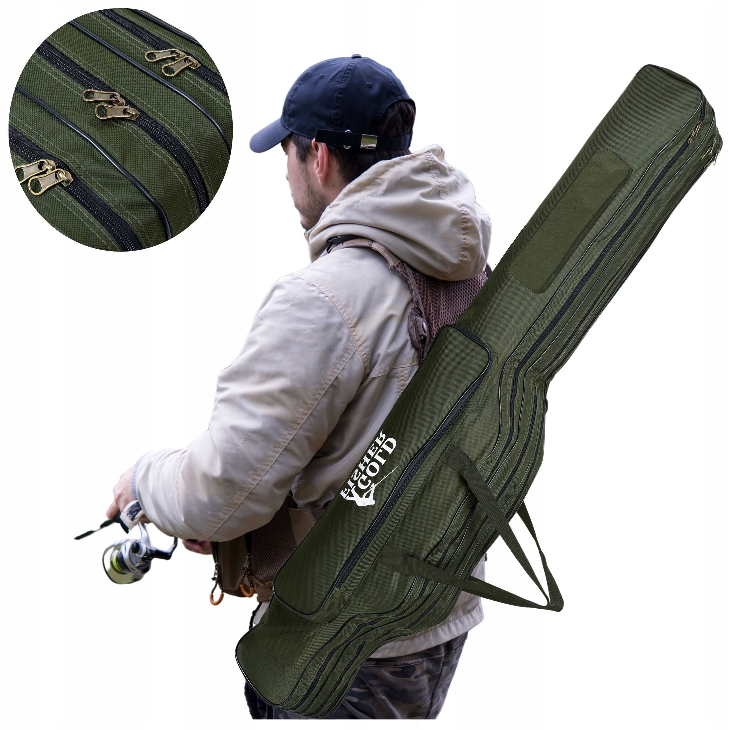 FISHING COVER ROD BAG 3 COMPARTMENTS 140CM GIFT FOR GRANDFATHER DAD Packaging status original