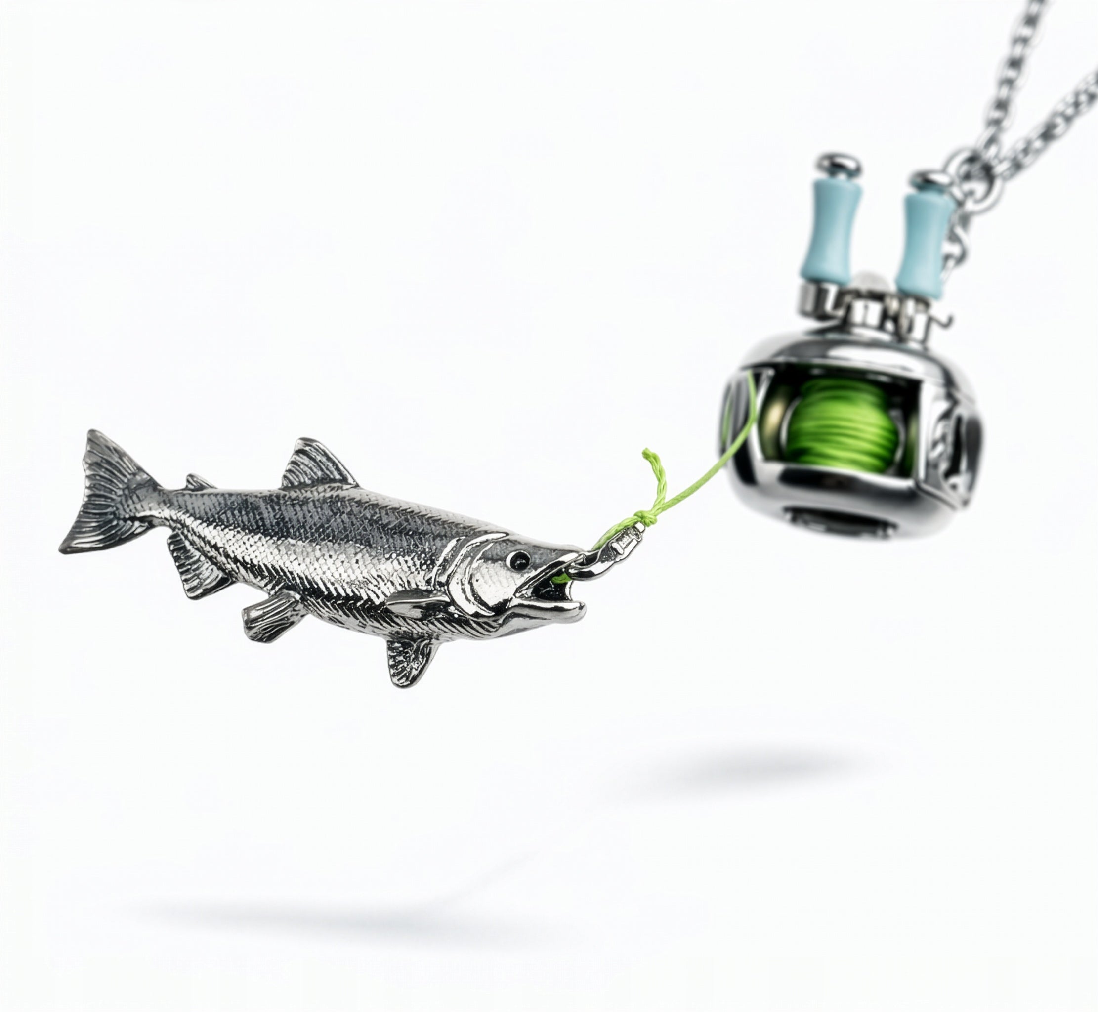 FISHING FISHERMAN NECKLACE FISHING ROD REEL IN GIFT BOX Manufacturer code 120272