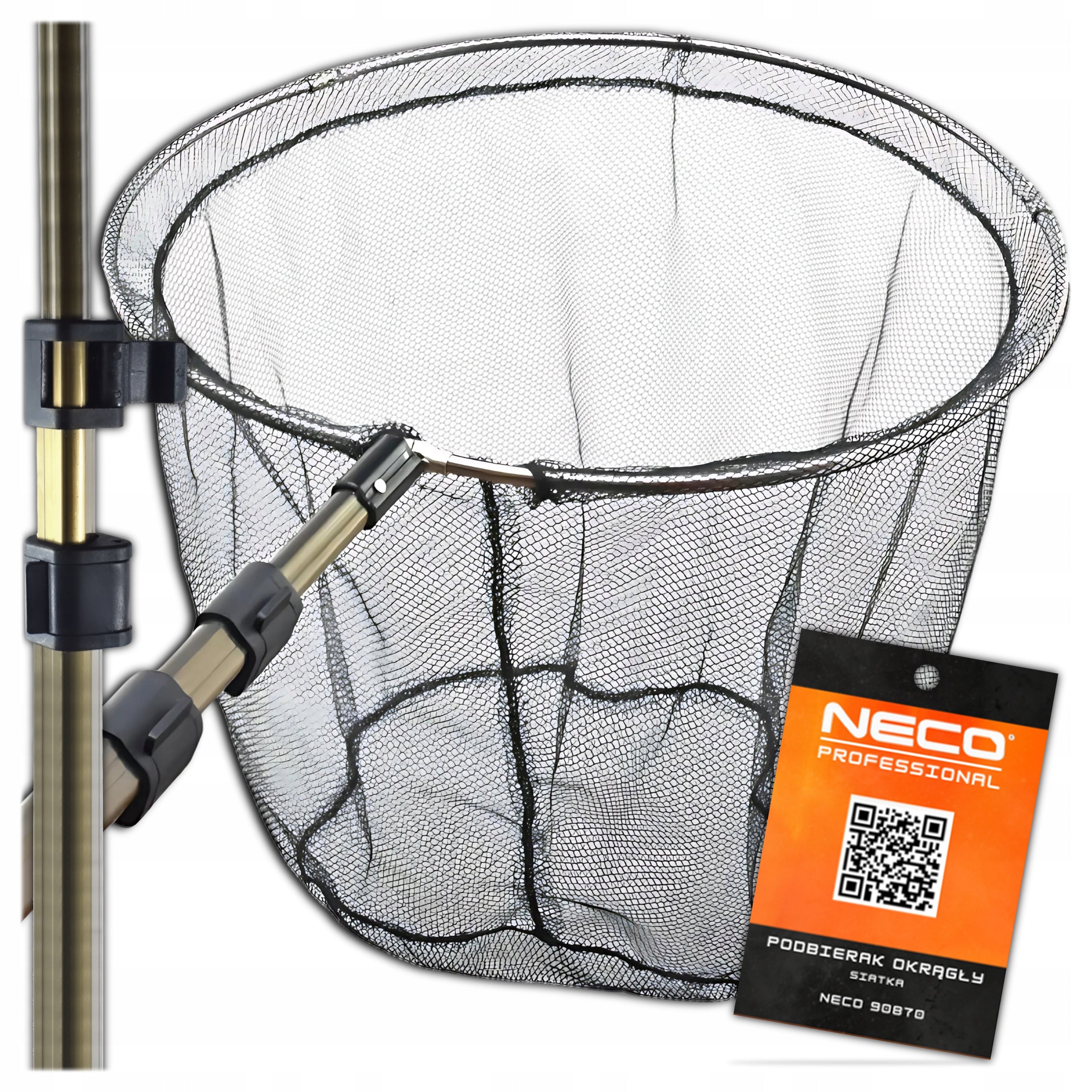FISHING LANDING NET ROUND CARP WITH HIGH PERFORMANCE NET NECO 50CM 335CM
